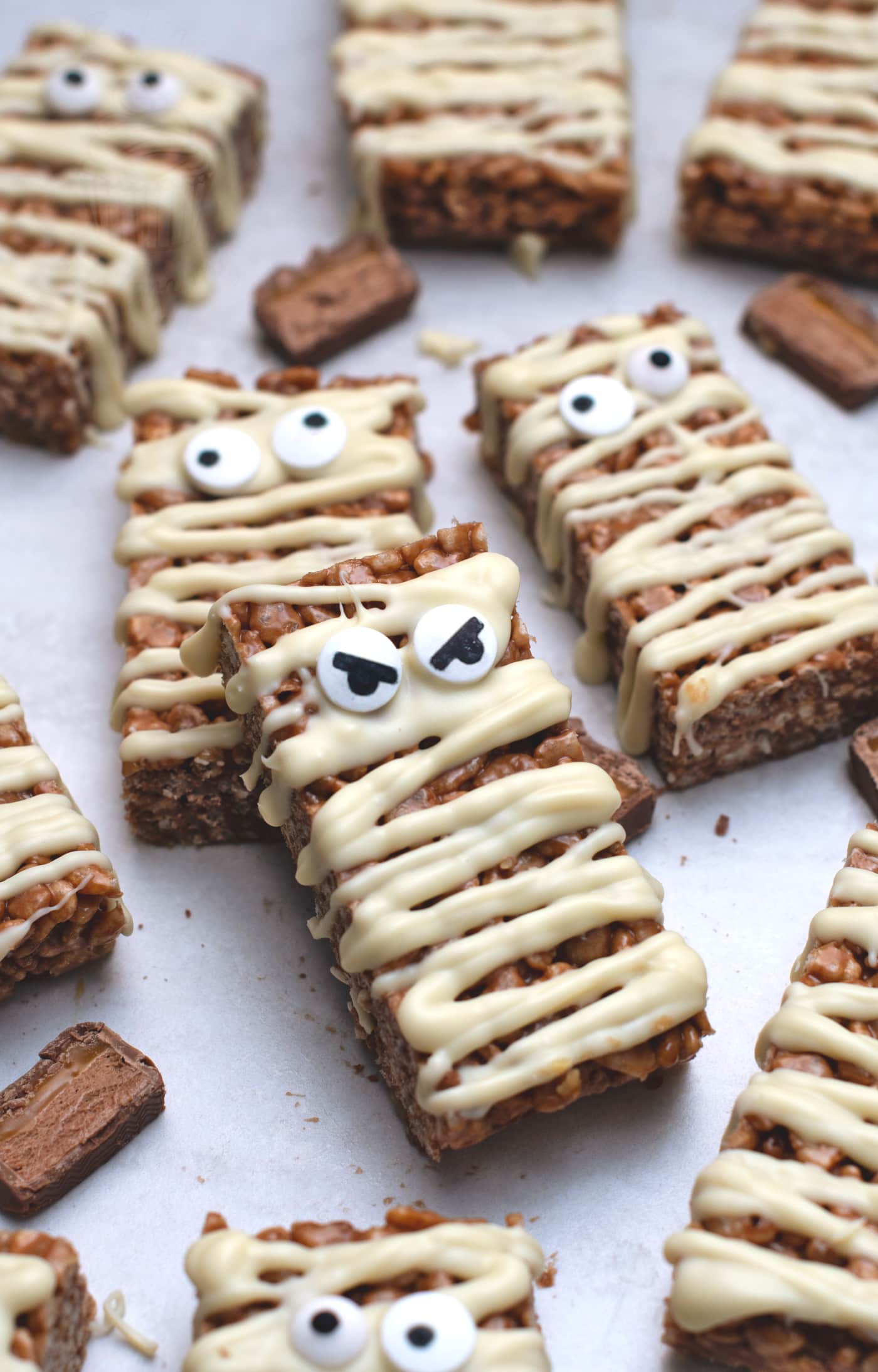 Mummy Mars Bar Cake from Baking with Granny. Traditional Scottish tray bake, with a Halloween twist.