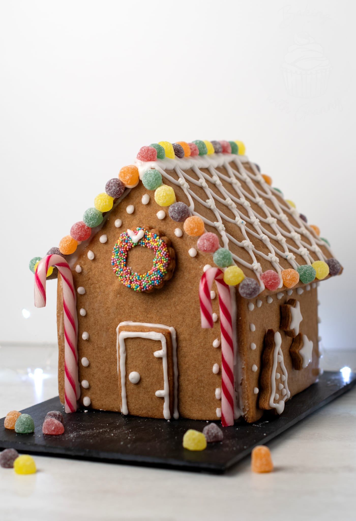 Gingerbread House recipe from Baking with Granny. Traditional UK recipe for a home made gingerbread house.
